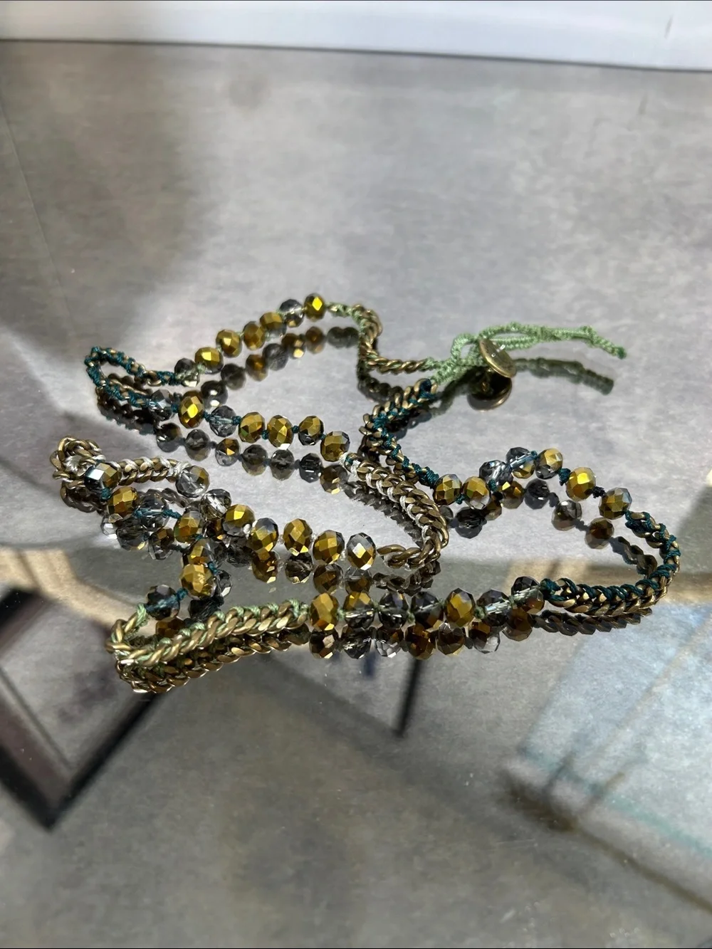 Chloe + Isabel Gold and Smoke Multi-Strand Crystal Beaded Bracelet